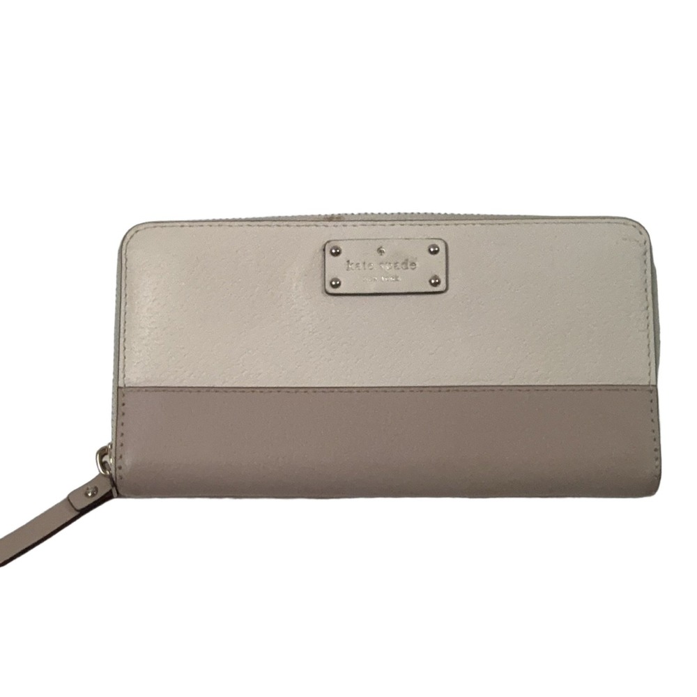 Kate Spade Women's Beige Leather Zip-Around Wallet Logo